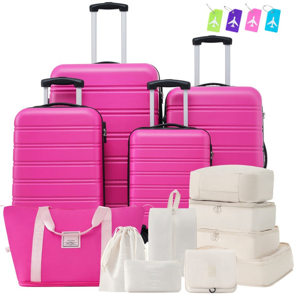 English Elm Hardshell 5 Piece Abs Spinner Luggage Set with Tsa Lock Expandable Travel Suitcases Pink PP310249AAH