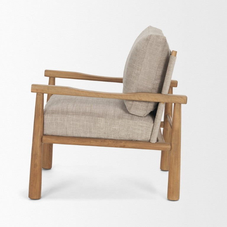 HomeRoots 30 Inch Solid Wood Lounge Chair with Plush Gray Fabric Upholstery for Living Rooms 730533