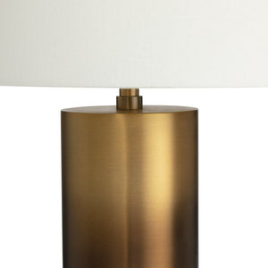 Crestview Collection Ombre Elegant Metal Cylinder Table Lamp With Warm Brass Finish And White Linen Drum Shade   Cvazer123