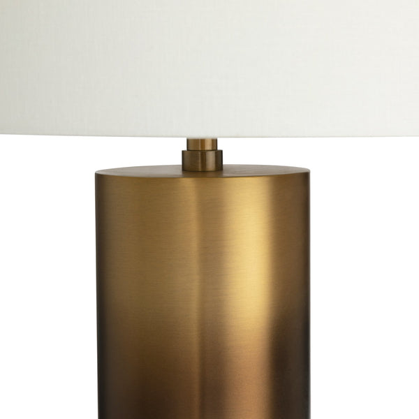 Crestview Collection Ombre Elegant Metal Cylinder Table Lamp With Warm Brass Finish And White Linen Drum Shade   Cvazer123