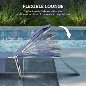 English Elm Handy Tri-fold Outdoor Lounger with Face Cavity Steel Frame Oxford Fabric Tanning Bed Gray T3971P481324