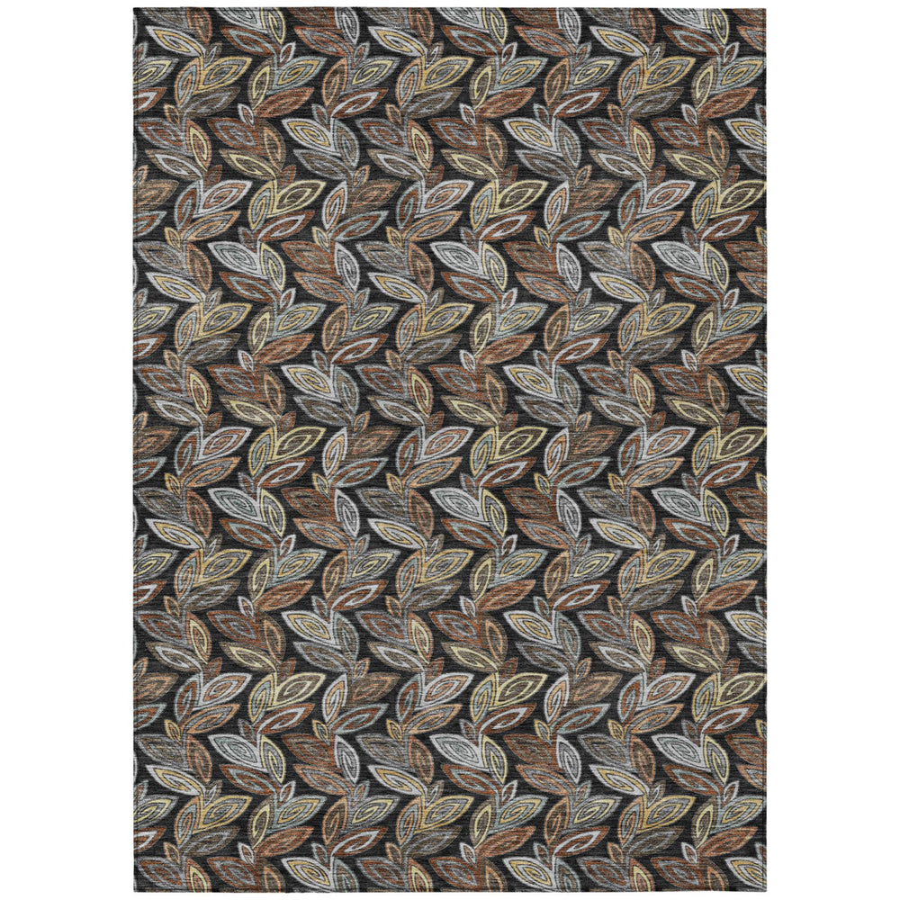 HomeRoots Washable Polyester Botanical Leaf Area Rug for Indoor Outdoor Patio or Living Room 9' x 12' 730580