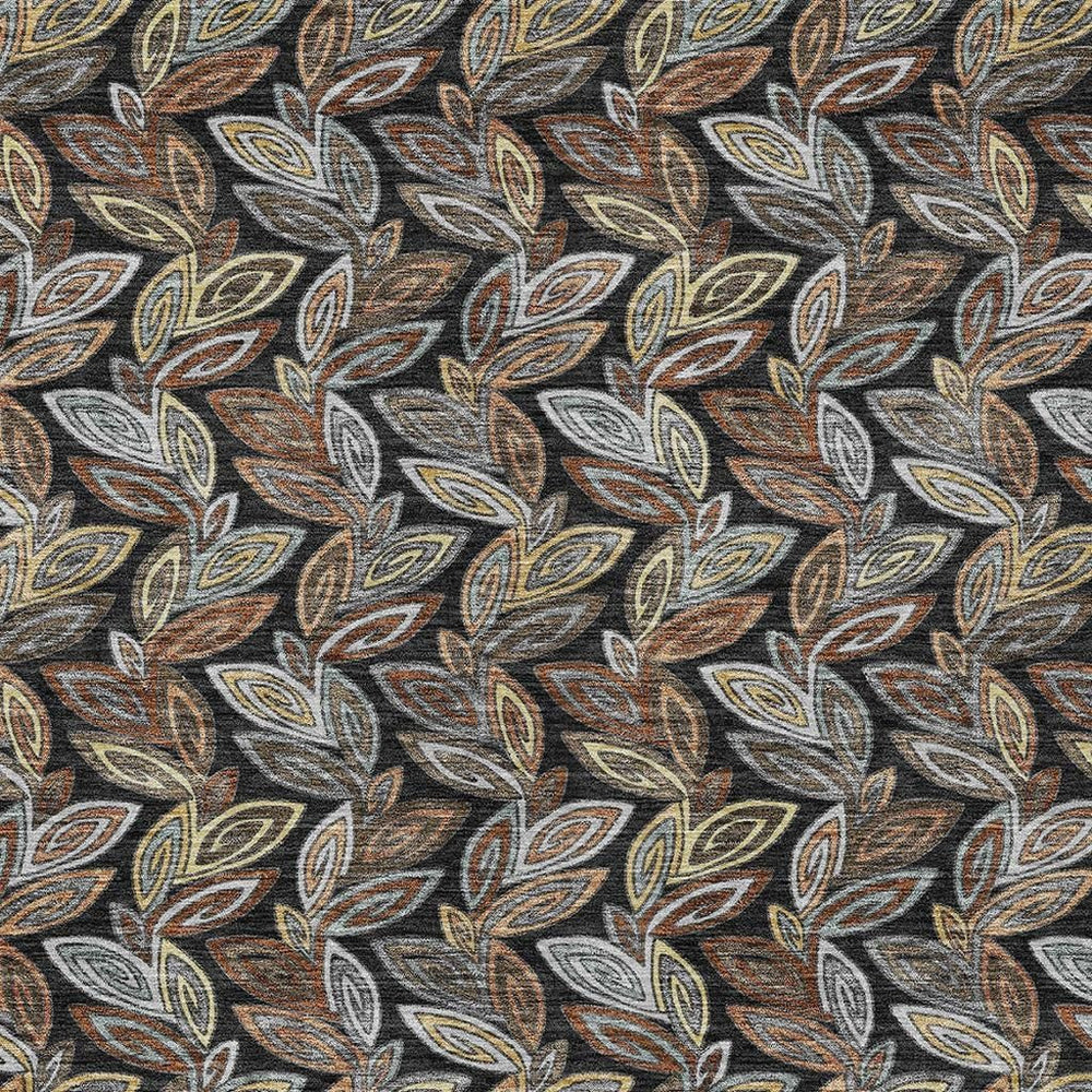 HomeRoots Washable Polyester Botanical Leaf Area Rug for Indoor Outdoor Patio or Living Room 9' x 12' 730580