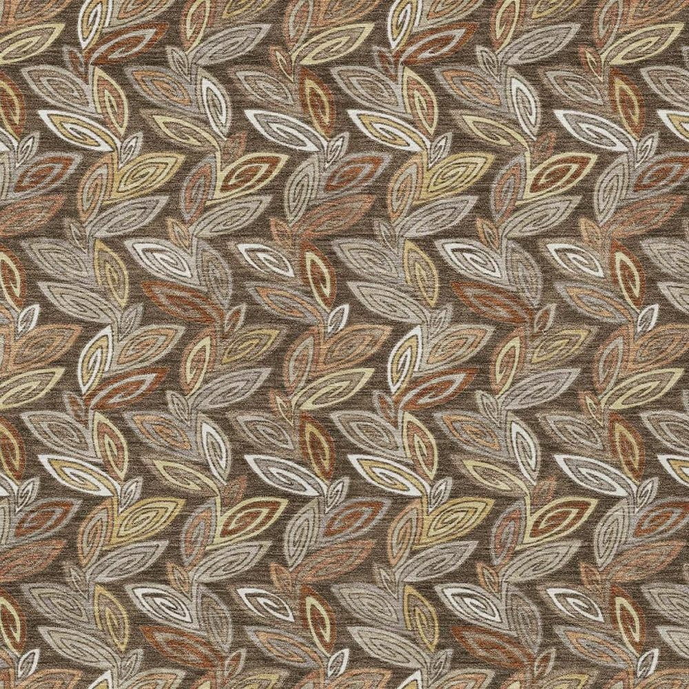 HomeRoots Washable Botanical Leaf Polyester Area Rug Uv Resistant for Indoor Outdoor Spaces 5' x 8' 730583