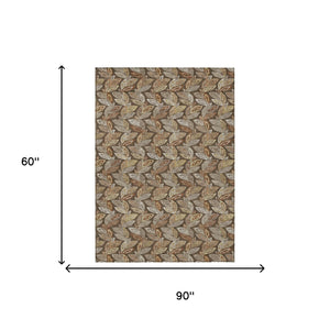 Washable Botanical Leaf Polyester Area Rug Uv Resistant for Indoor Outdoor Spaces