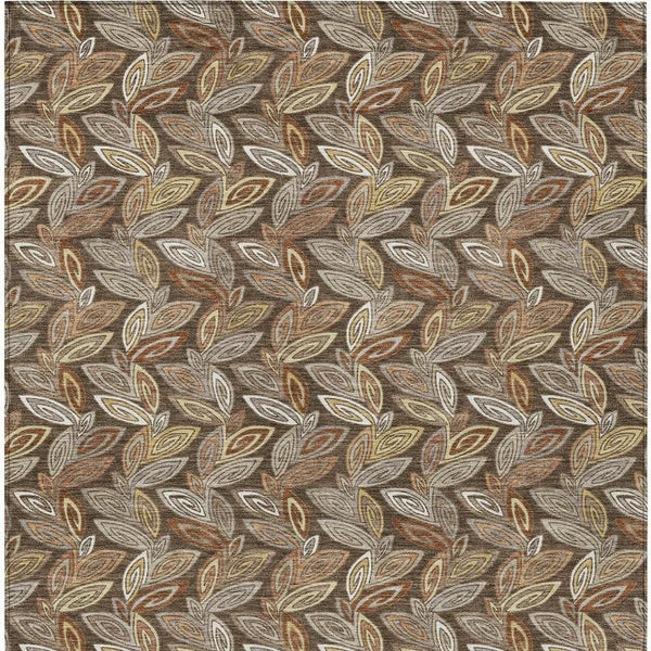 Washable Botanical Leaf Polyester Area Rug Uv Resistant for Indoor Outdoor Spaces
