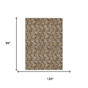 Washable Botanical Leaf Polyester Area Rug Uv Resistant for Indoor Outdoor Spaces