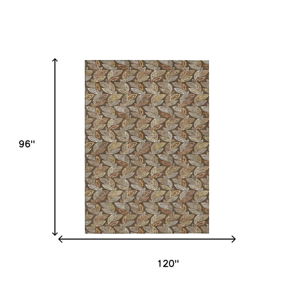 Washable Botanical Leaf Polyester Area Rug Uv Resistant for Indoor Outdoor Spaces