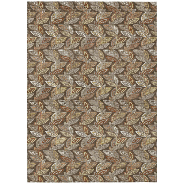 Washable Botanical Leaf Polyester Area Rug Uv Resistant for Indoor Outdoor Spaces