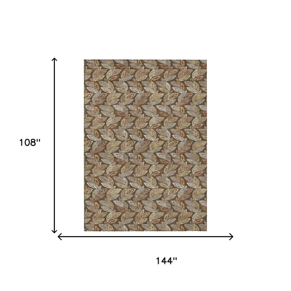 Washable Botanical Leaf Polyester Area Rug Uv Resistant for Indoor Outdoor Spaces