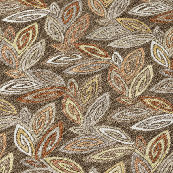 Washable Botanical Leaf Polyester Area Rug Uv Resistant for Indoor Outdoor Spaces