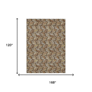 Washable Botanical Leaf Polyester Area Rug Uv Resistant for Indoor Outdoor Spaces