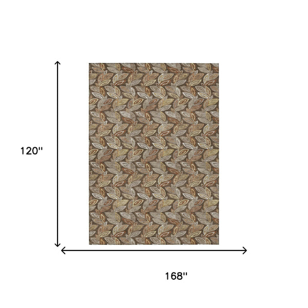 Washable Botanical Leaf Polyester Area Rug Uv Resistant for Indoor Outdoor Spaces