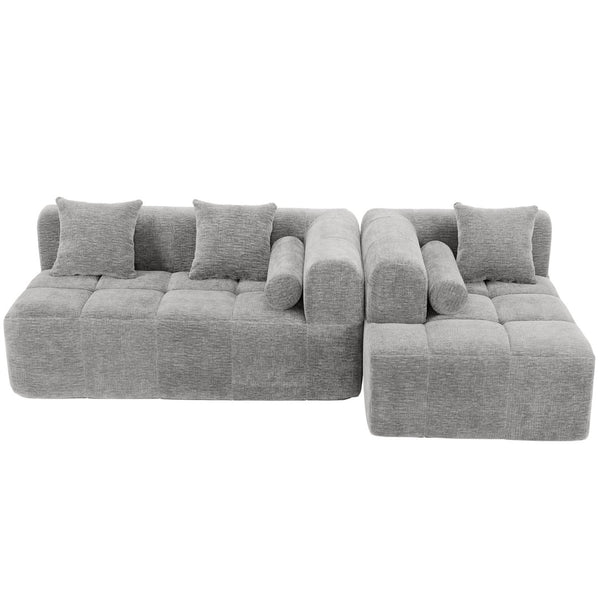 English Elm 101.2" Modular Chenille Sectional Sofa with Tufted Cushions and Deep Seating for Living Room N719S001890R