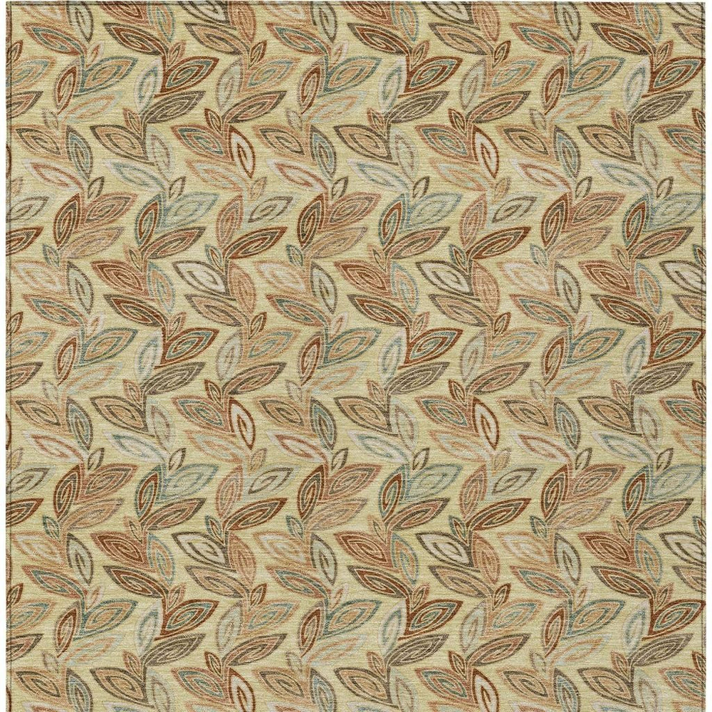Botanical Leaf Polyester Area Rug Washable Uv Resistant Indoor Outdoor Patio or Living Room