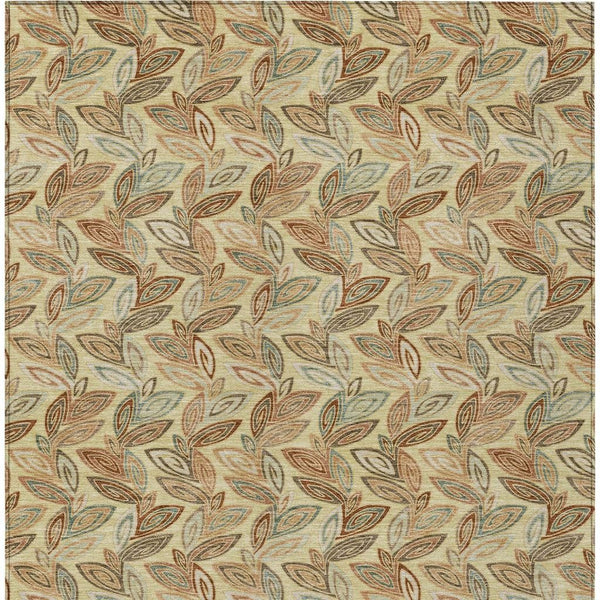 Botanical Leaf Polyester Area Rug Washable Uv Resistant Indoor Outdoor Patio or Living Room