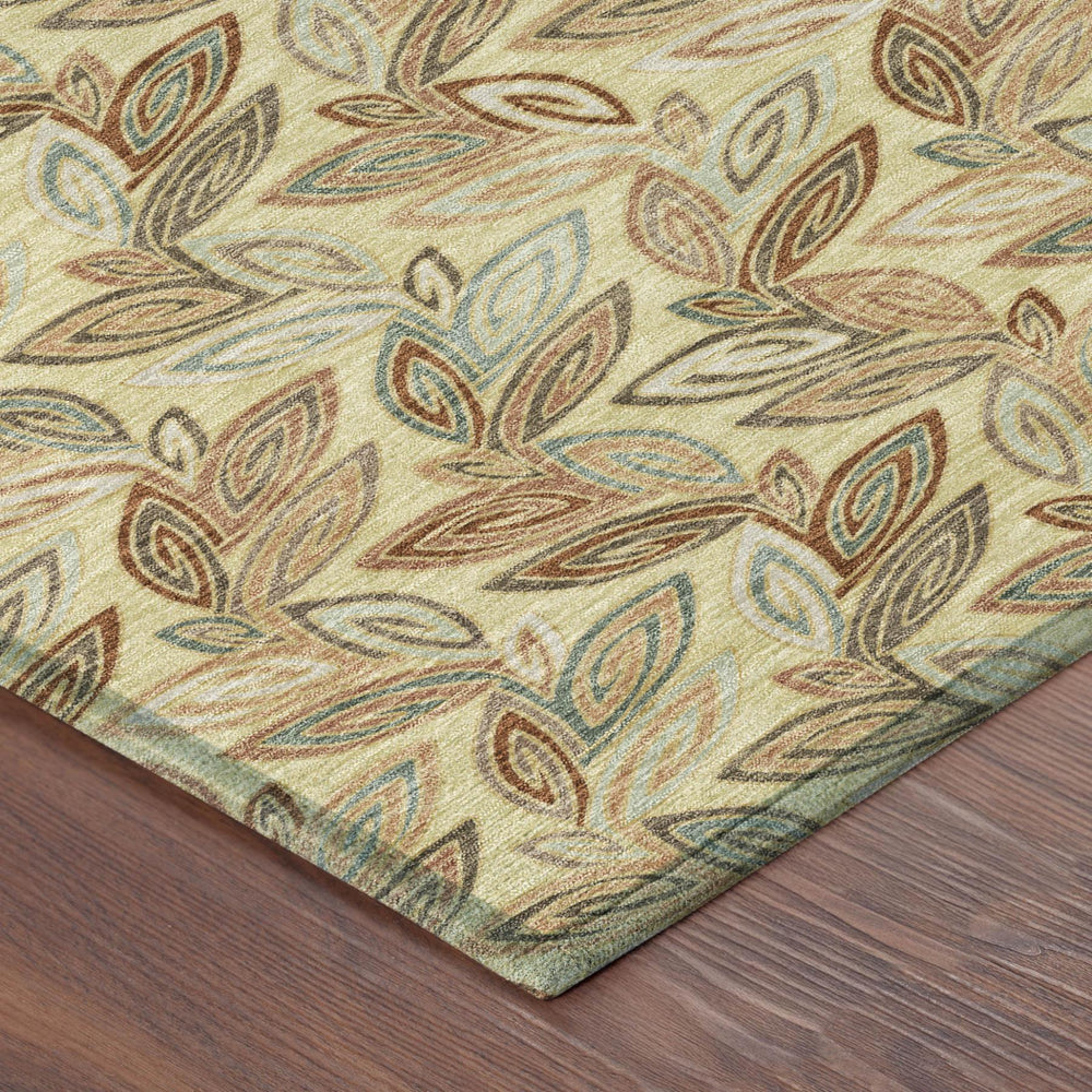 Botanical Leaf Polyester Area Rug Washable Uv Resistant Indoor Outdoor Patio or Living Room