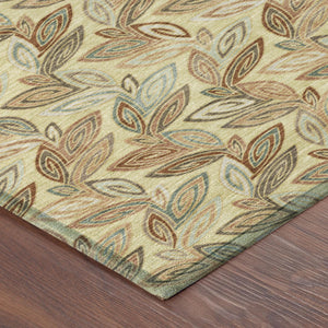 Botanical Leaf Polyester Area Rug Washable Uv Resistant Indoor Outdoor Patio or Living Room