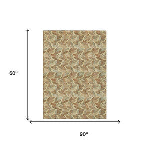 Botanical Leaf Polyester Area Rug Washable Uv Resistant Indoor Outdoor Patio or Living Room