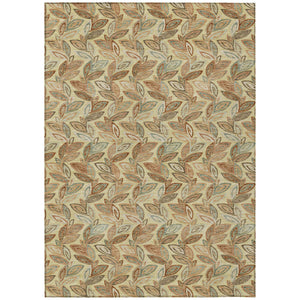 Botanical Leaf Polyester Area Rug Washable Uv Resistant Indoor Outdoor Patio or Living Room