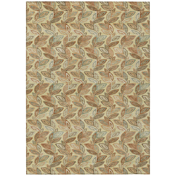 Botanical Leaf Polyester Area Rug Washable Uv Resistant Indoor Outdoor Patio or Living Room