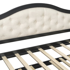 English Elm Twin Daybed with Trundle and 2 Storage Drawers, Upholstered Button-Tufted Sofa Bed for Guest Room Comfort and Organization Black 45.25 L x 19 W x 8 H N733S346767P