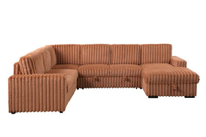 English Elm 102 Inch Linen Modular Sectional Sofa with Hidden Storage and Cloud Cushion Comfort Orange W1099S00178