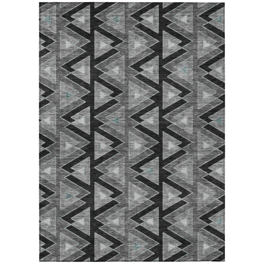 HomeRoots 8x10 Geometric Washable Polyester Area Rug for Patios Entryways and Living Rooms 730699