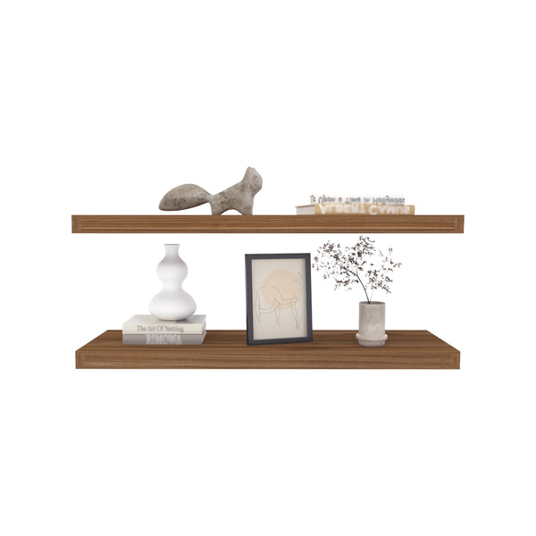 English Elm Floating Shelf Dallas Mahogany - Set of 2 Engineered Wood Wall Shelves 32" x 10.6" Sleek Space-Saving Decor B092P238706