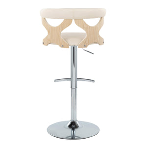 English Elm Gardenia Adjustable Swivel Barstools Set Of 2 In Cream Faux Leather & Chrome, Modern Comfort Style B202S00877