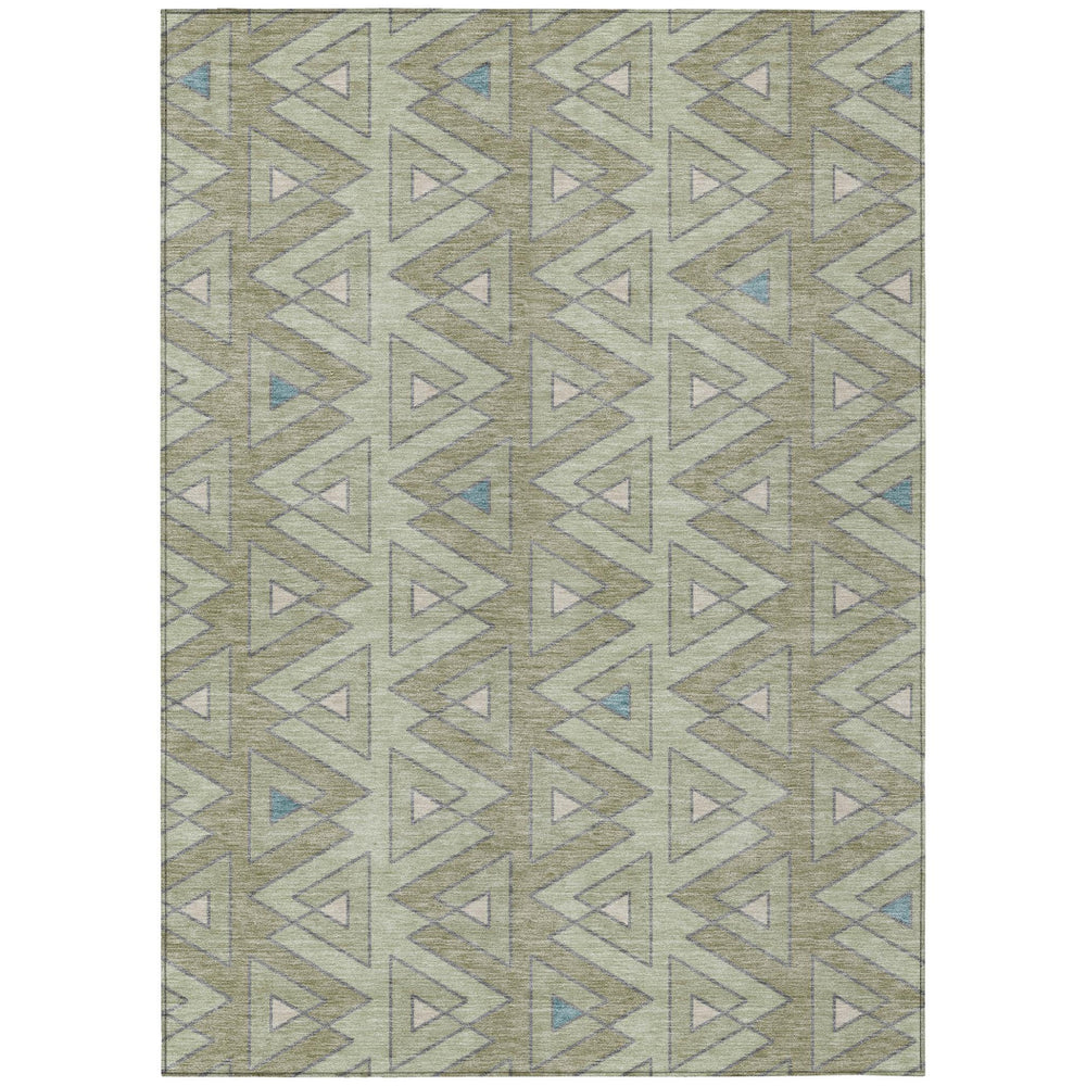 HomeRoots 8x10 Geometric Polyester Area Rug Washable Low Profile for Patio and Living Room 730711