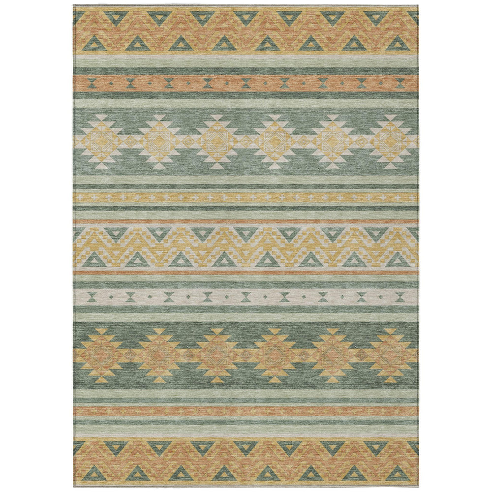 HomeRoots Southwestern Geometric Washable Polyester Area Rug for Indoor Outdoor Patio Floor Decor 5' x 8' 730745