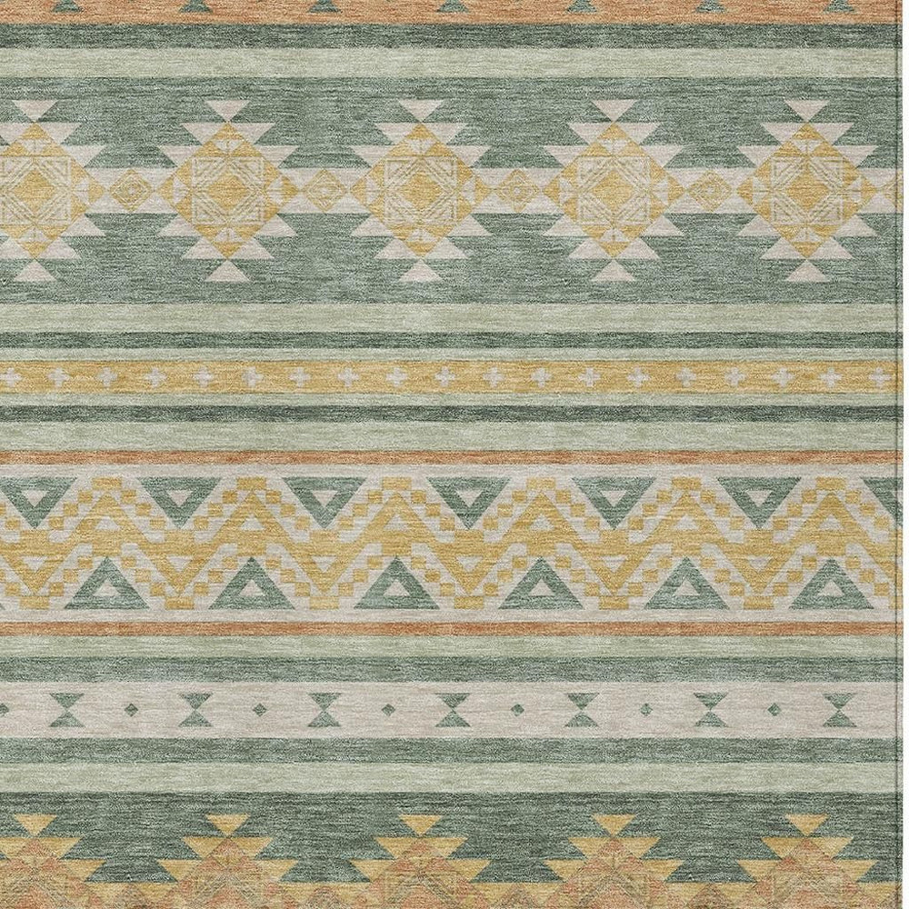 HomeRoots Southwestern Geometric Washable Polyester Area Rug for Indoor Outdoor Patio Floor Decor 5' x 8' 730745