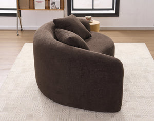 English Elm LY-042 Ergonomic Dual-Depth Loveseat Sofa, Brown Chenille, Zen Modular Design, 400 lb Capacity W2231P329732