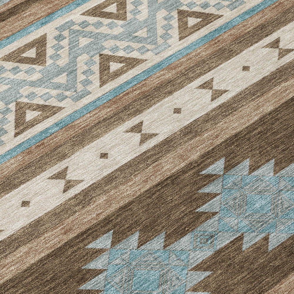 8 Foot Round Southwestern Geometric Polyester Area Rug for Indoor Outdoor Patios