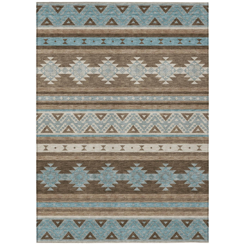 HomeRoots Southwestern Geometric Polyester Area Rug Washable Indoor Outdoor with Felt Backing for Any Room 8' x 10' 730753