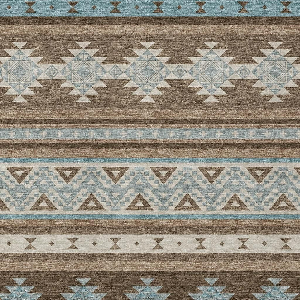 HomeRoots Southwestern Geometric Polyester Area Rug Washable Indoor Outdoor with Felt Backing for Any Room 8' x 10' 730753