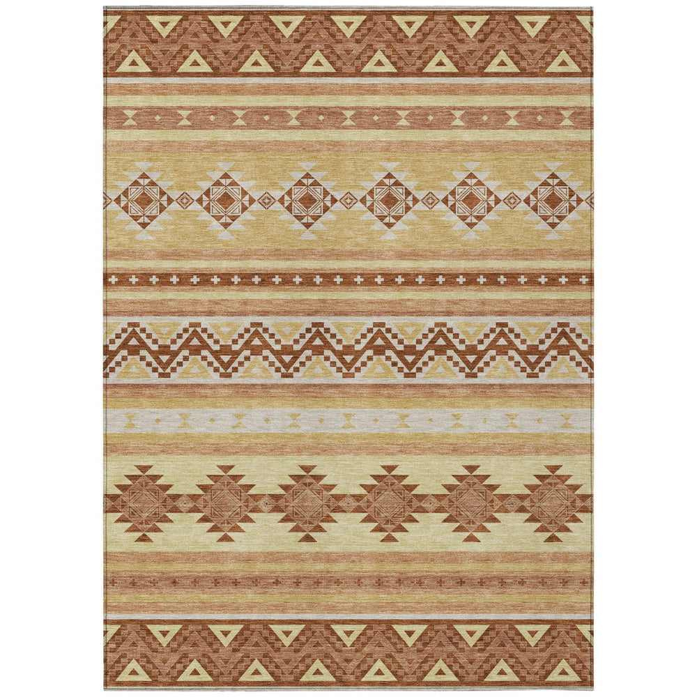 HomeRoots 8x10 Southwestern Washable Polyester Area Rug with Earthy Tones for Patio or Living Room 730759