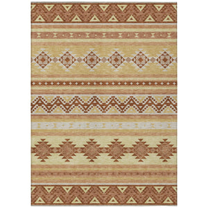HomeRoots 8x10 Southwestern Washable Polyester Area Rug with Earthy Tones for Patio or Living Room 730759
