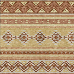8x10 Southwestern Washable Polyester Area Rug with Earthy Tones for Patio or Living Room