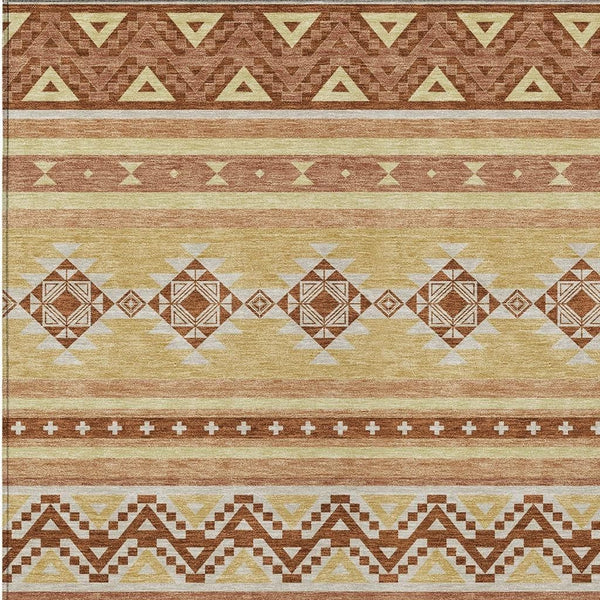 8x10 Southwestern Washable Polyester Area Rug with Earthy Tones for Patio or Living Room