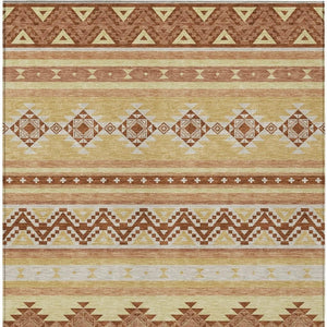 8x10 Southwestern Washable Polyester Area Rug with Earthy Tones for Patio or Living Room