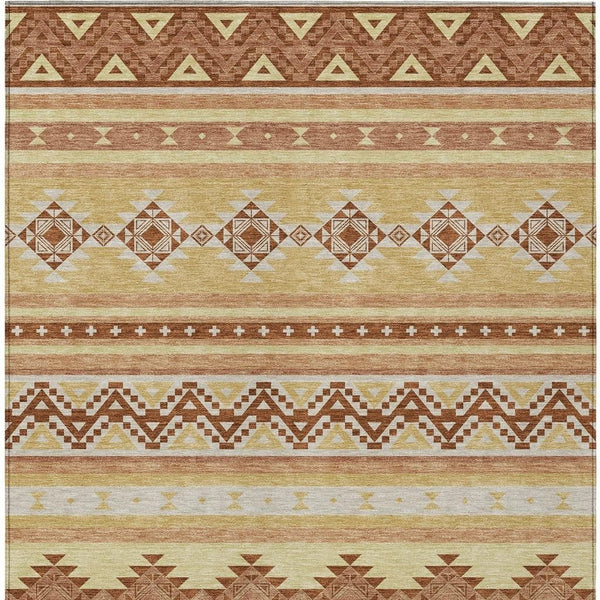 8x10 Southwestern Washable Polyester Area Rug with Earthy Tones for Patio or Living Room