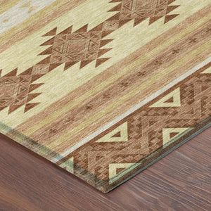 8x10 Southwestern Washable Polyester Area Rug with Earthy Tones for Patio or Living Room
