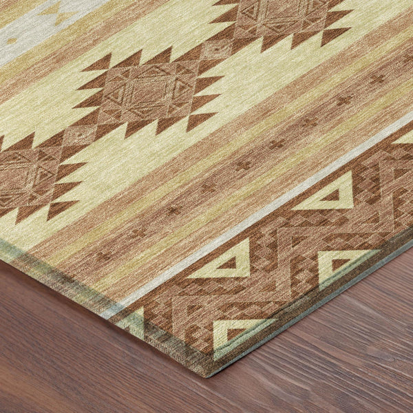 10 X 14 Southwestern Washable Polyester Area Rug for Indoor Outdoor Living Spaces