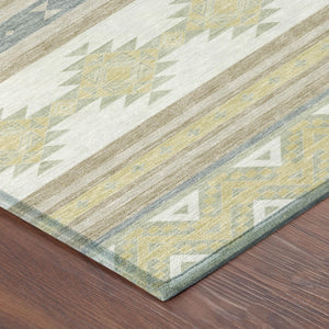 8 X 10 Ivory Beige Southwestern Geometric Washable Polyester Indoor Outdoor Rug