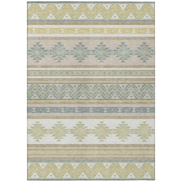 HomeRoots 9x12 Washable Polyester Southwestern Area Rug for Patio Porch or Living Room 730766