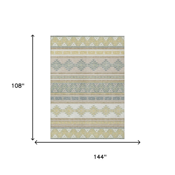 9x12 Washable Polyester Southwestern Area Rug for Patio Porch or Living Room