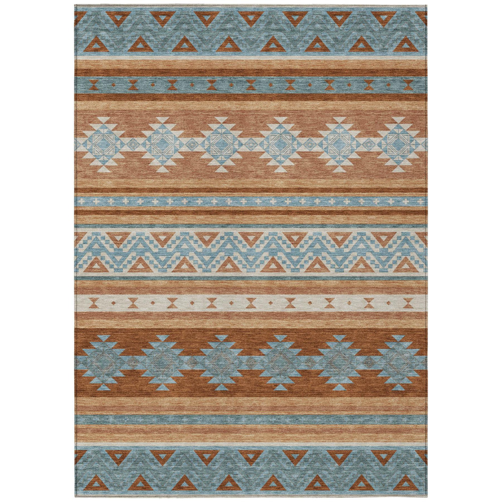 HomeRoots 5 Ft X 8 Ft Southwestern Polyester Indoor Outdoor Washable Rug for Patio and Living Room 730775