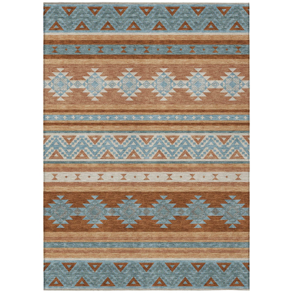HomeRoots 5 Ft X 8 Ft Southwestern Polyester Indoor Outdoor Washable Rug for Patio and Living Room 730775